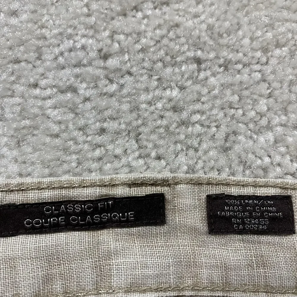 Black Brown 1826 Linen Pants Mens 34x30 Tan Classic Fit 5 Pocket Summer Preppy